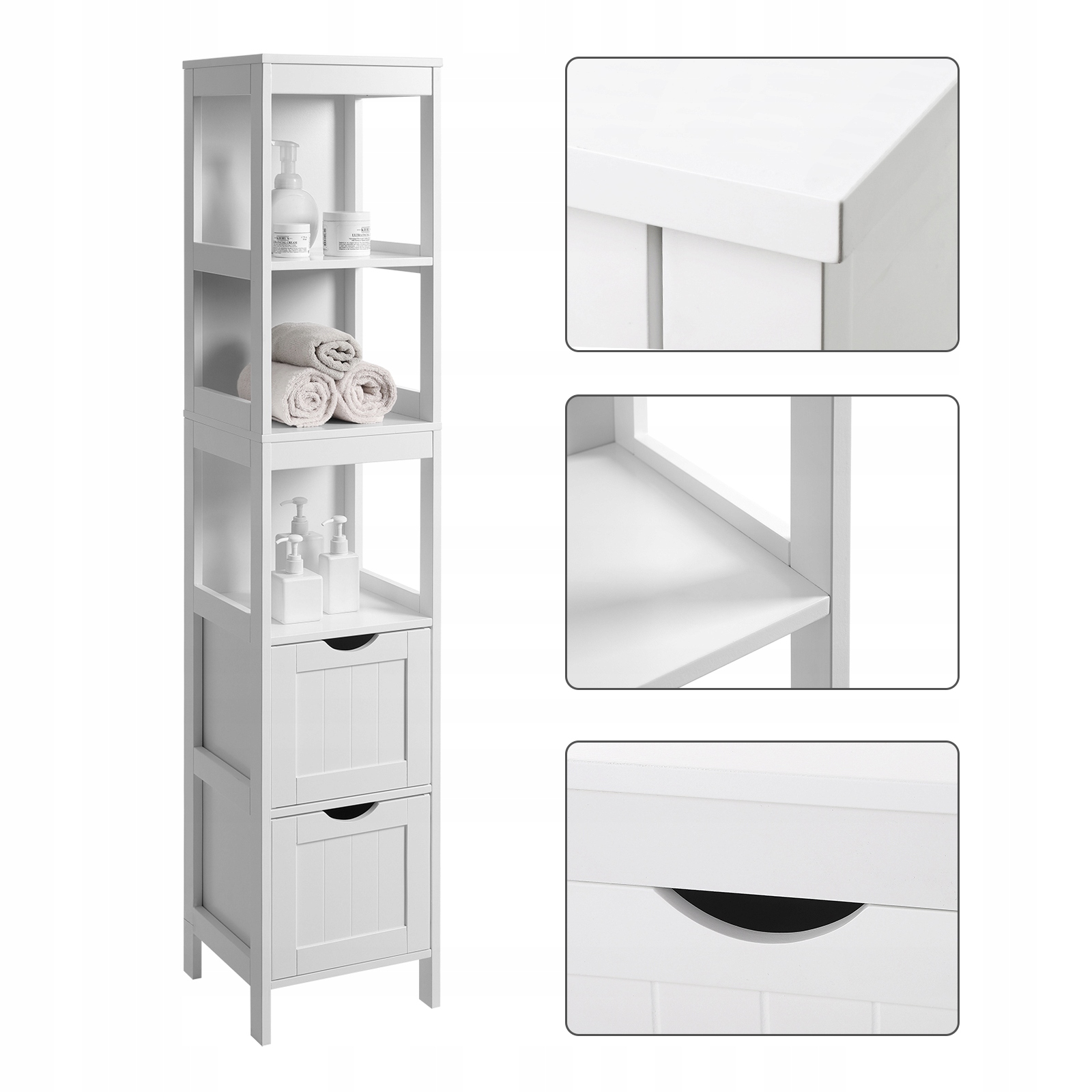 Regál Úzky Stĺpik Biely 141,5 CM Skrinka