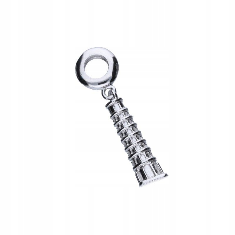 Přívěsek Bead Stříbro Rhodiovaný 925 Křivá věž na náramky 3 mm cestování