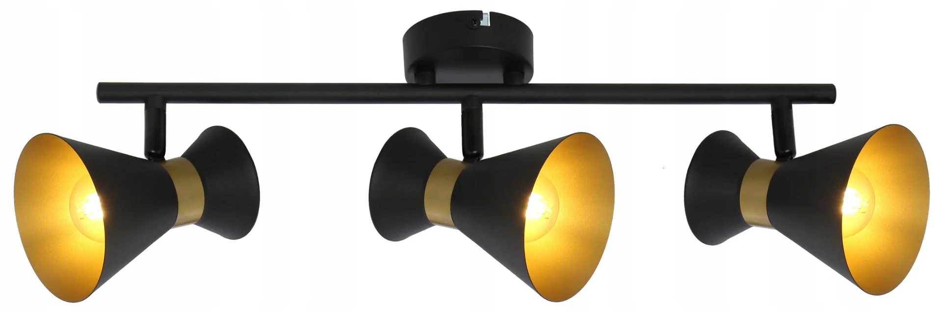 Stropní svítidlo trojitá černá zlatá reflektory nastavitelné 50 cm Reality
