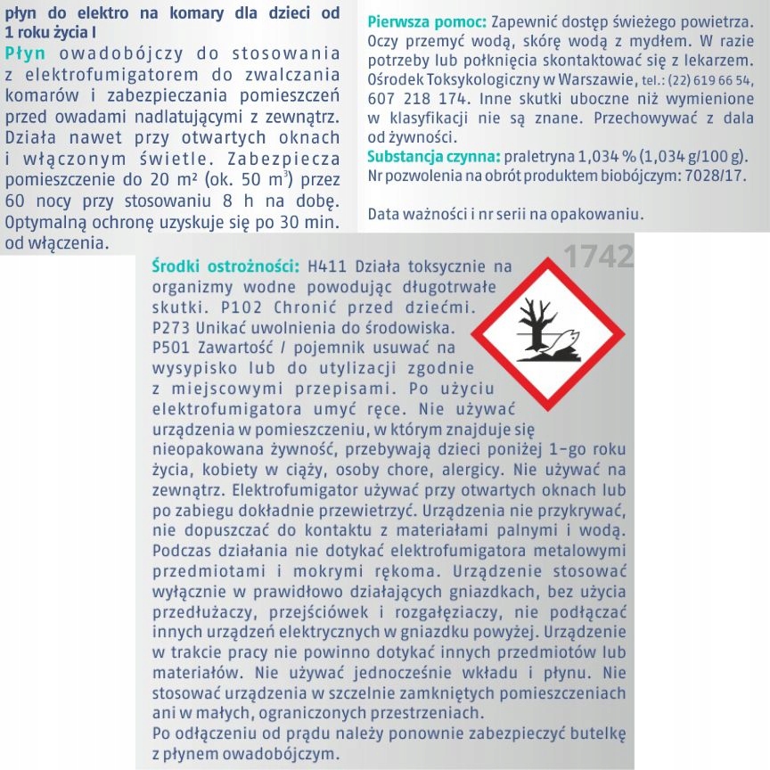 PŁYN DO ELEKTRO NA KOMARY DLA DZIECI BROS 40ml 60 NOCY SMYK x 2 Rodzaj inny