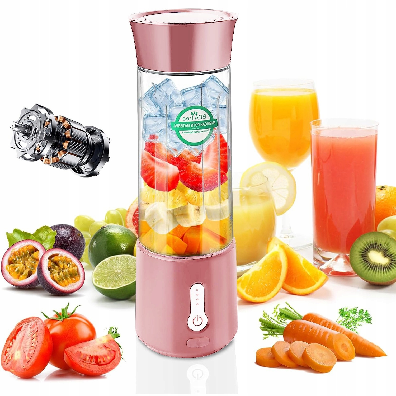 Blender kielichowy do soku 6 punktowy ostrza ze stali nierdzewnej przenośny 500 ml Usb-c
