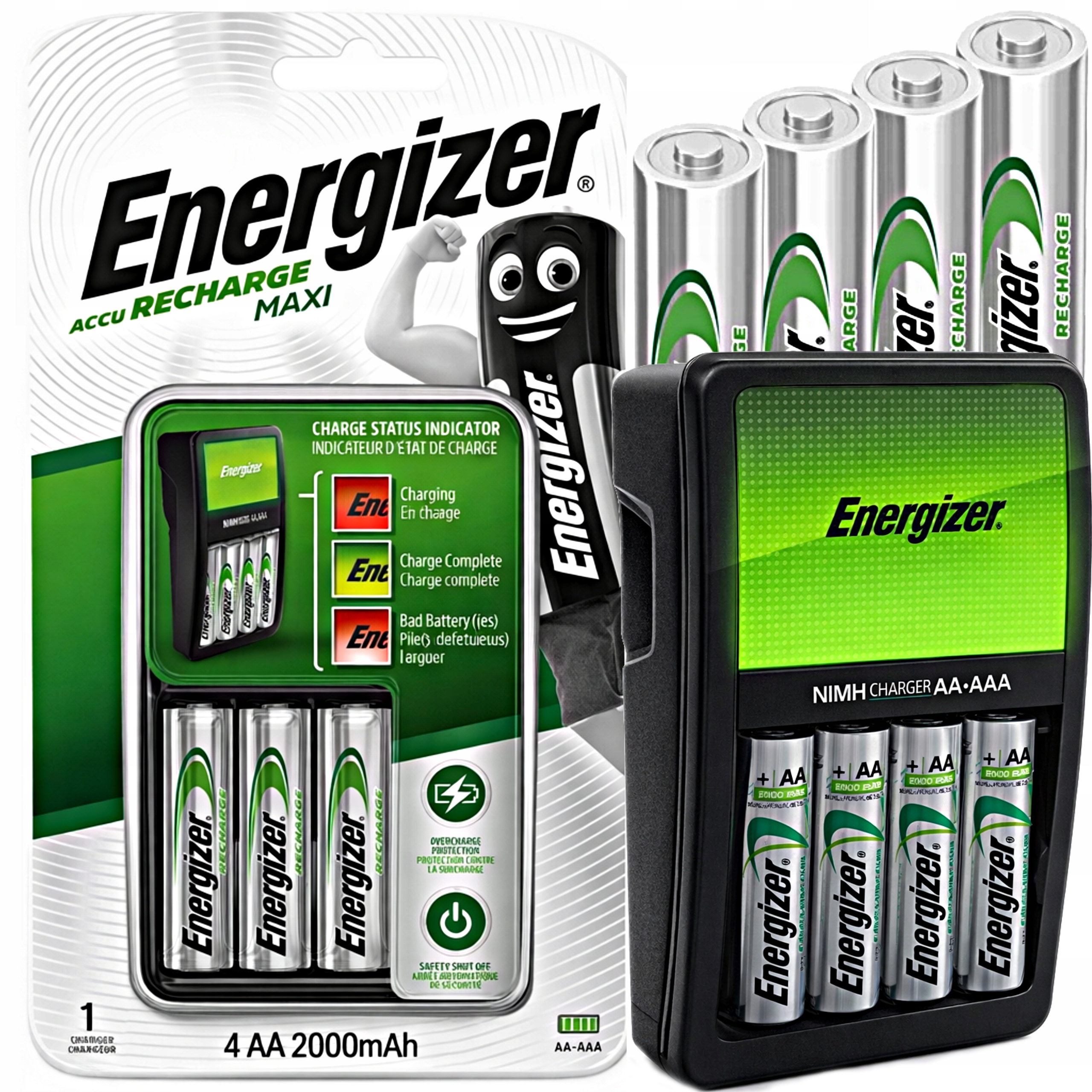 Ładowarka Energizer Maxi baterii AAA R3 AA R6 + 4x akumulatorki AA 2000mAh