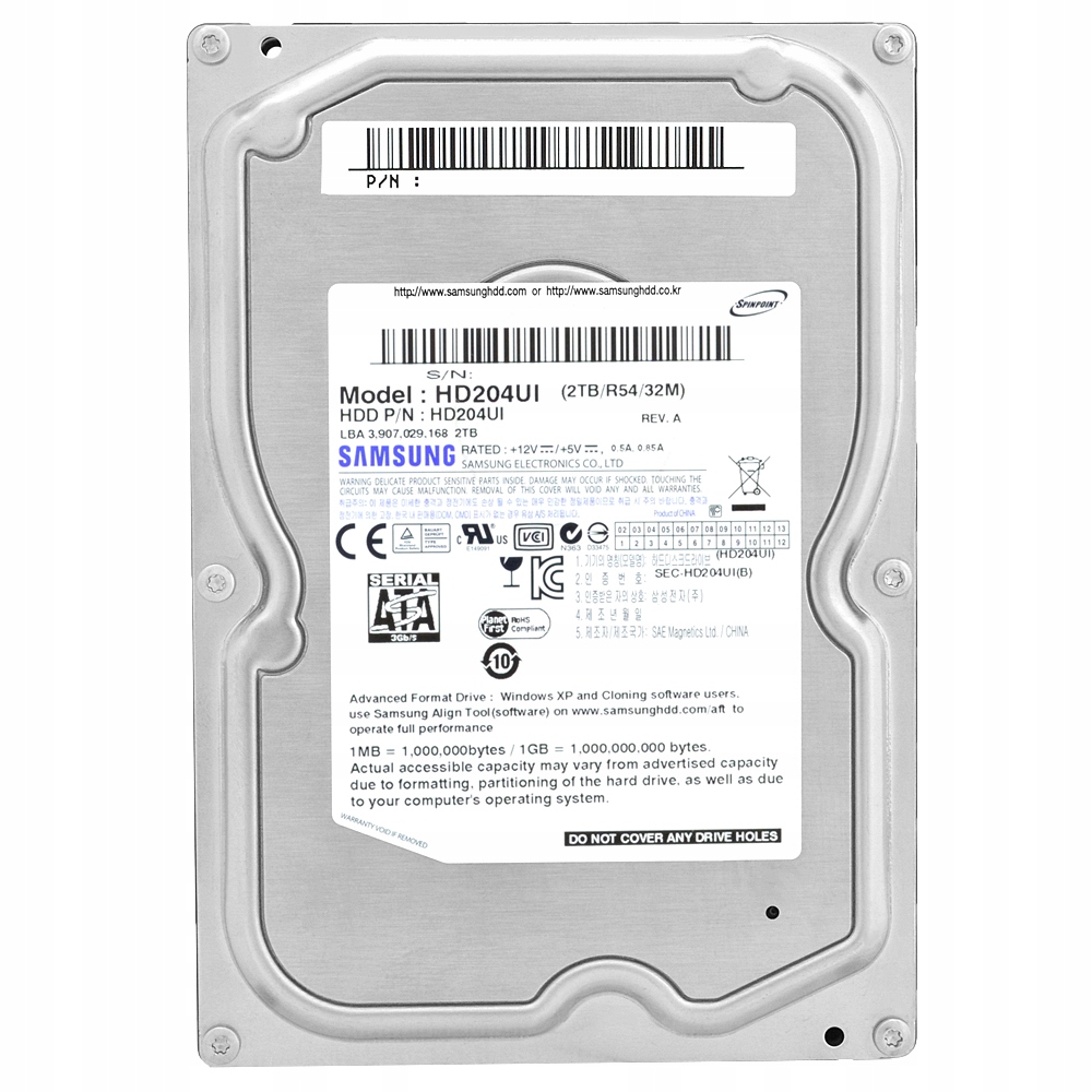 Samsung HD204UI 2TB 5400RPM 32Mb Cache Sata 2 3,5