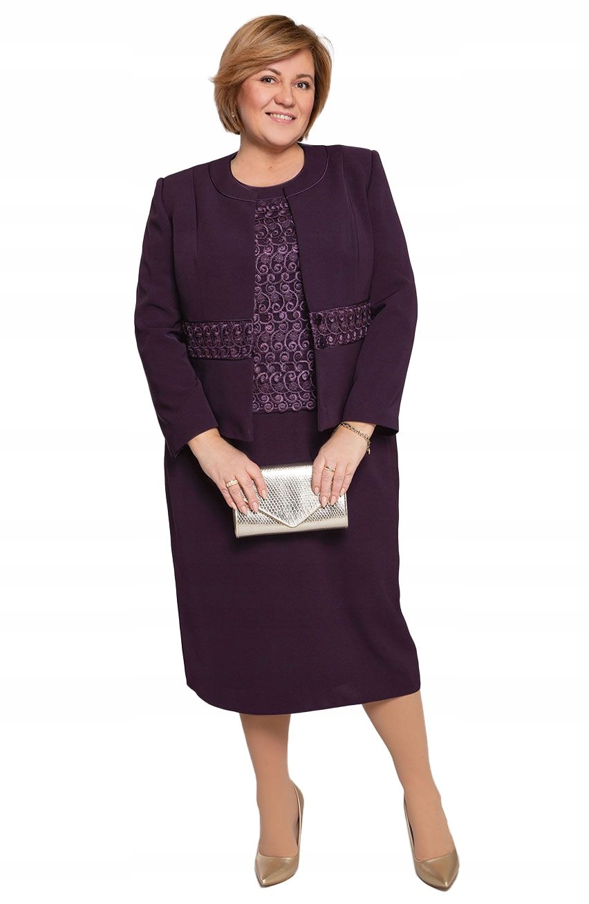 Třídílná švestková šála s krajkou 52