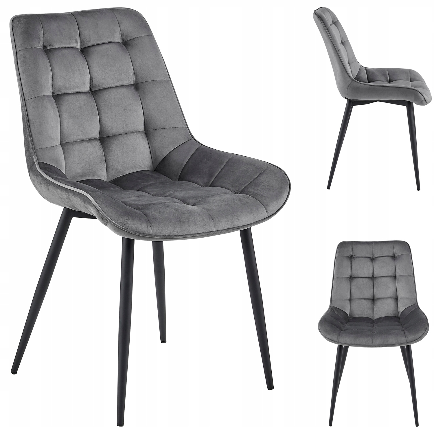 Krzesło Tapicerowane Welurowe Velvet Do Salonu Kuchni Jadalni Erba Szare