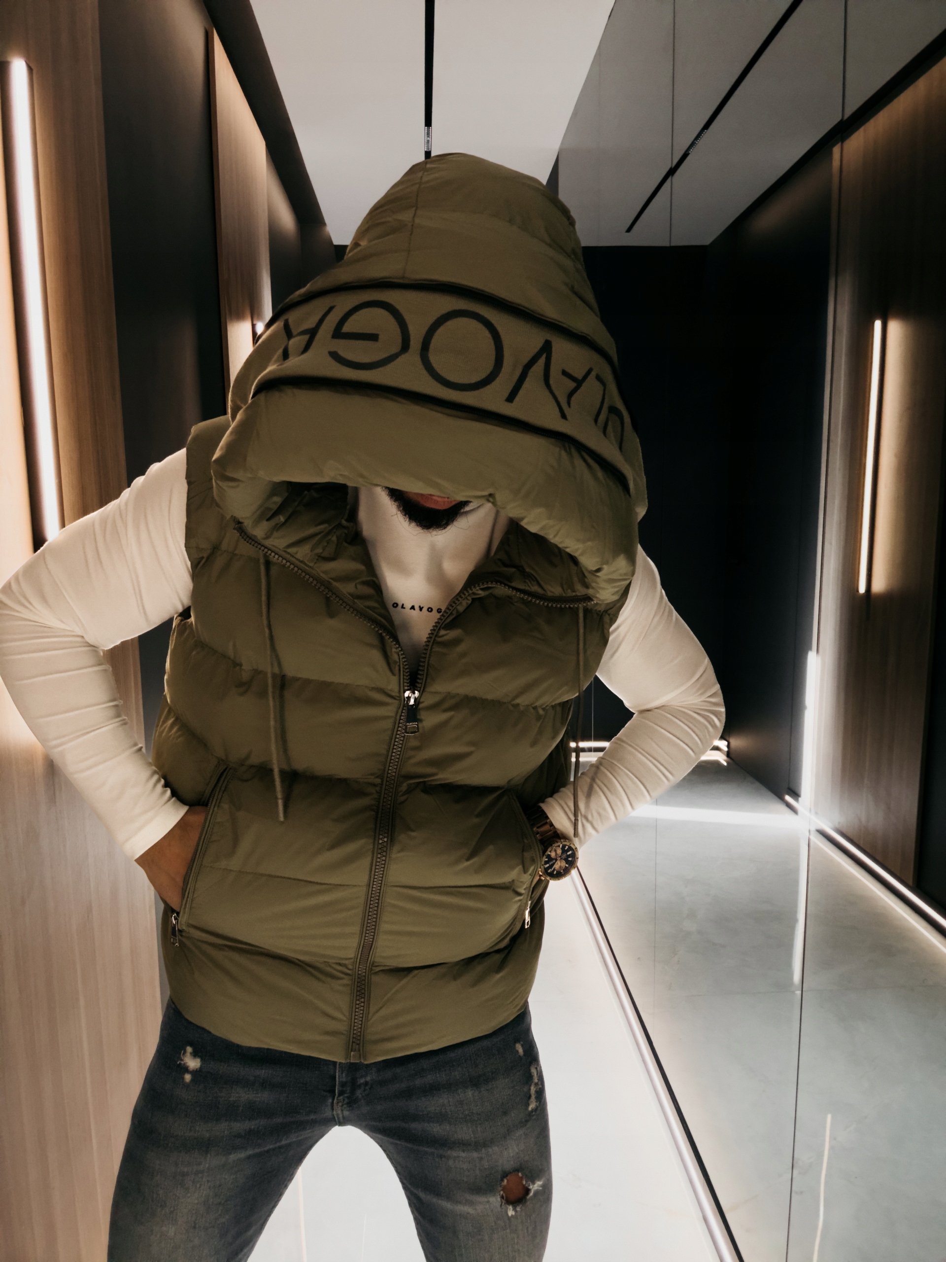 Bunda Bez Rukávů Taer Olavoga Khaki XL