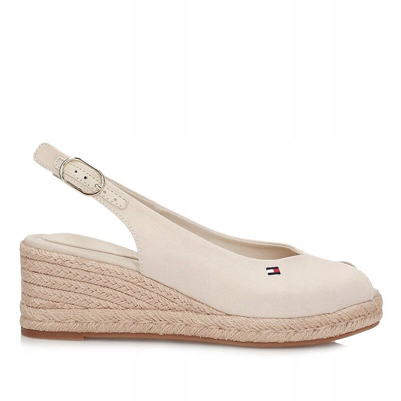 Dámské sandály Tommy Hilfiger FW0FW09228ACIW8B MID Wedge béžové espadrilky