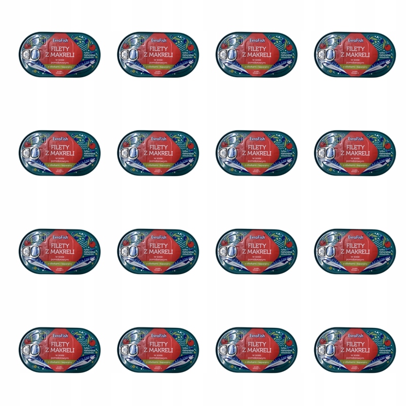 EVRAFISH-Filet z makreli w sosie pomidorowym z oliwkami i kaparami 170g X16