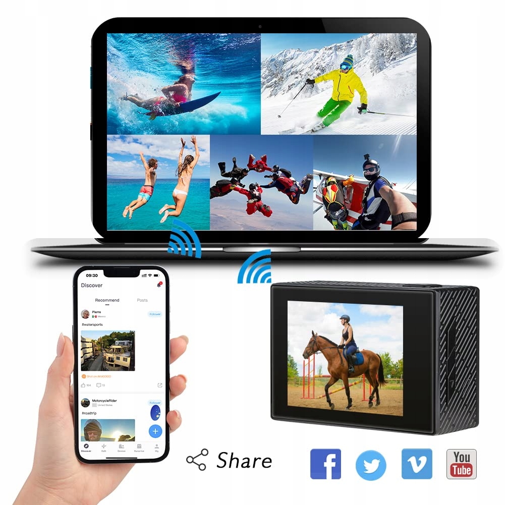 AKASO Kamera Sportowa 4K 20MP Wodoodporna Stabilizacja Zoom 30m Zestaw — miniatura 7