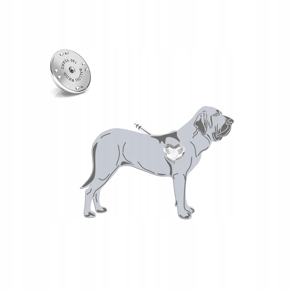 Odznak s brazilským psem Mastif 925 Dárek pro ženu Dedikace