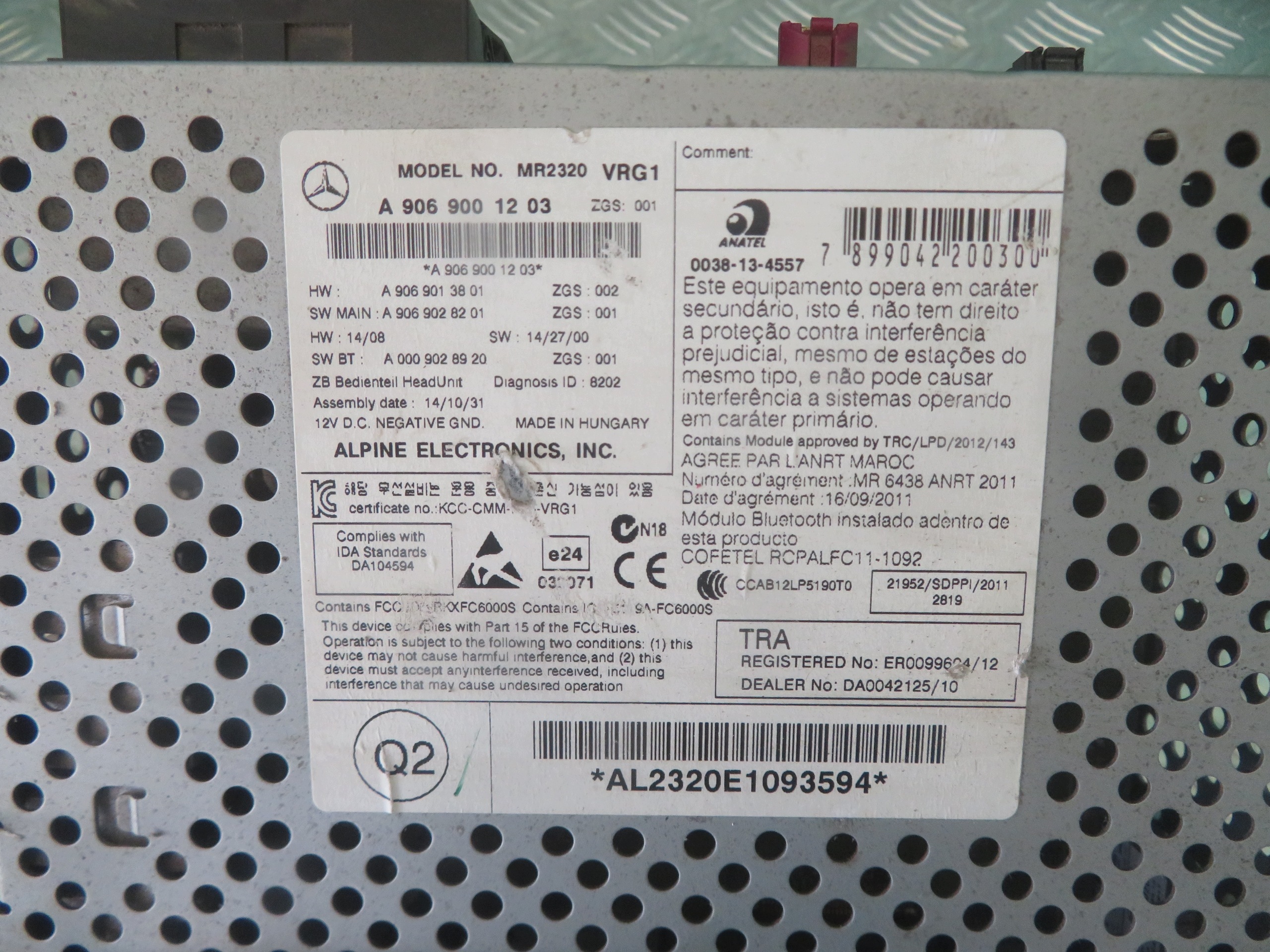 RADIO MERCEDES SPRINTER 15R A9069001203