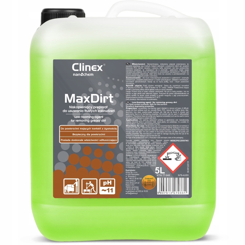 Levně Koncentrovaný přípravek pro odstranění hrubých nečistot Clinex MaxDirt 5L