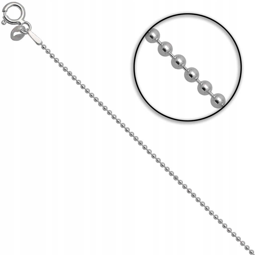 

Łańcuszek srebrny kulki 40cm 1.2mm 925
