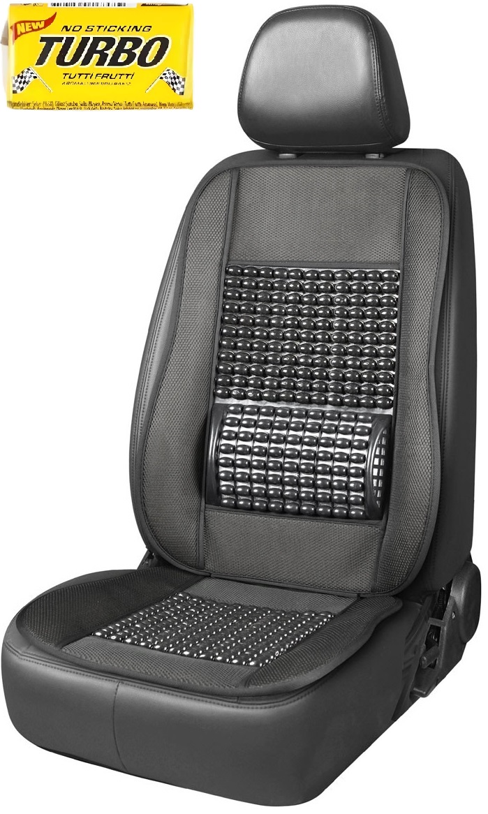 Czarna Mata Na Fotel Siedzenie Koraliki Z Podparciem Pod Plecy Do Samochodu