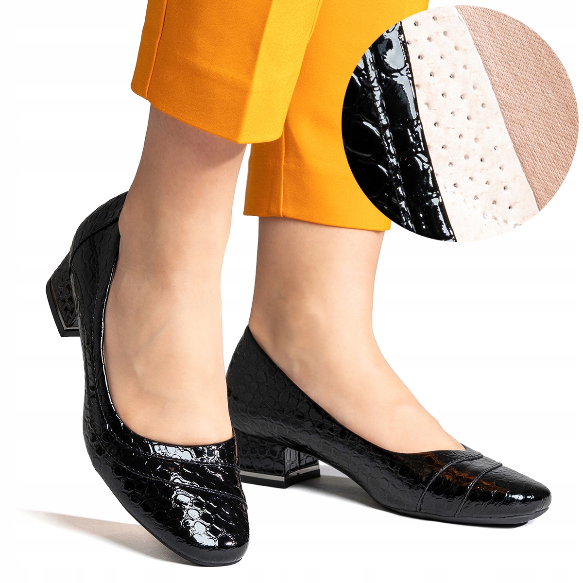 Lodičky na podpatku z lakované Kůže Modní, pohodlné, klasické Wojtyłko 37