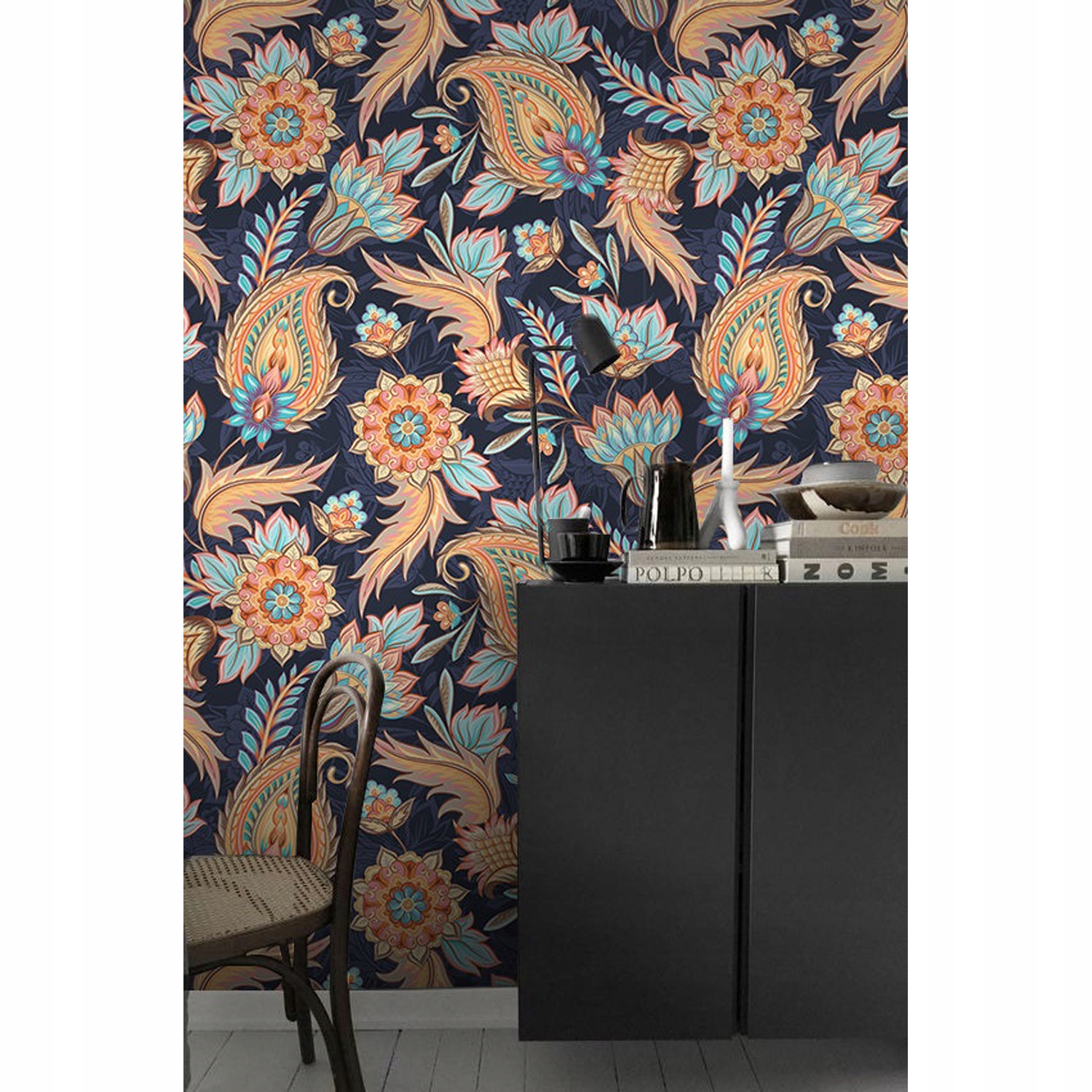 

Fototapeta Niebiesko-pomarańczowa Paisley 208x146