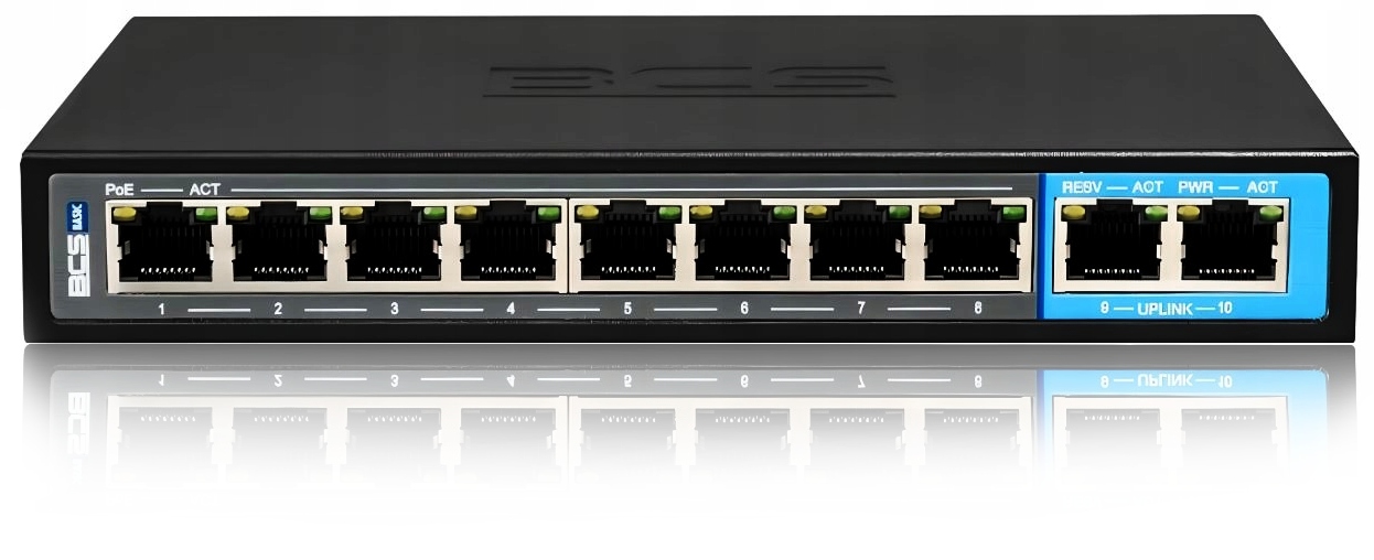 Prepínač PoE Bcs -B-SP0802 8x PoE 2x Uplink pre kamery