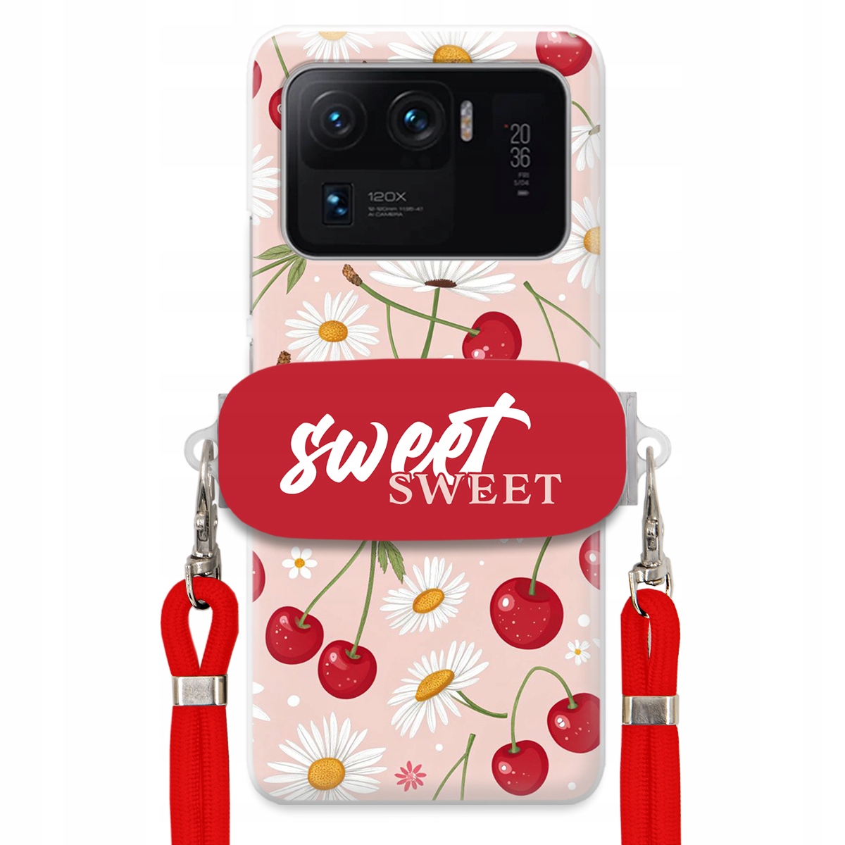 Puzdro pre Xiaomi Mi 11 Ultra Červené vodítko držiak Sweet Sweet Kvet čerešne