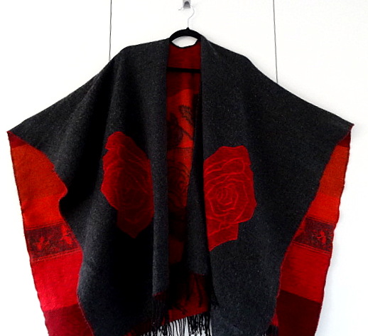 DWUSTRONNE KOLOROWE CIEPŁE PONCHO U