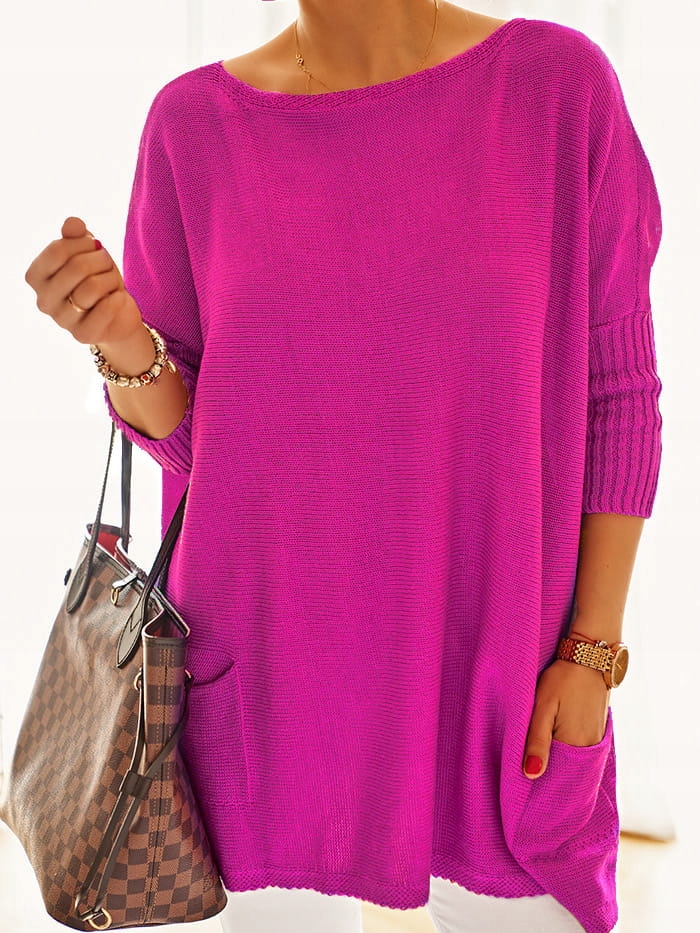 Velký oversize svetr plus size Nobis – amarant