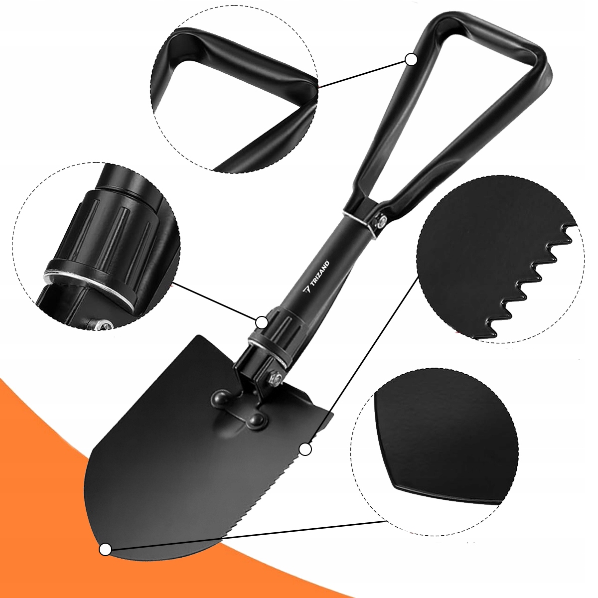 SAPERKA SKŁADANA 60cm WOJSKOWA ŁOPATA POLOWA SURVIVAL KILOF SZPADEL STALOWA Szerokość łopaty 16 cm