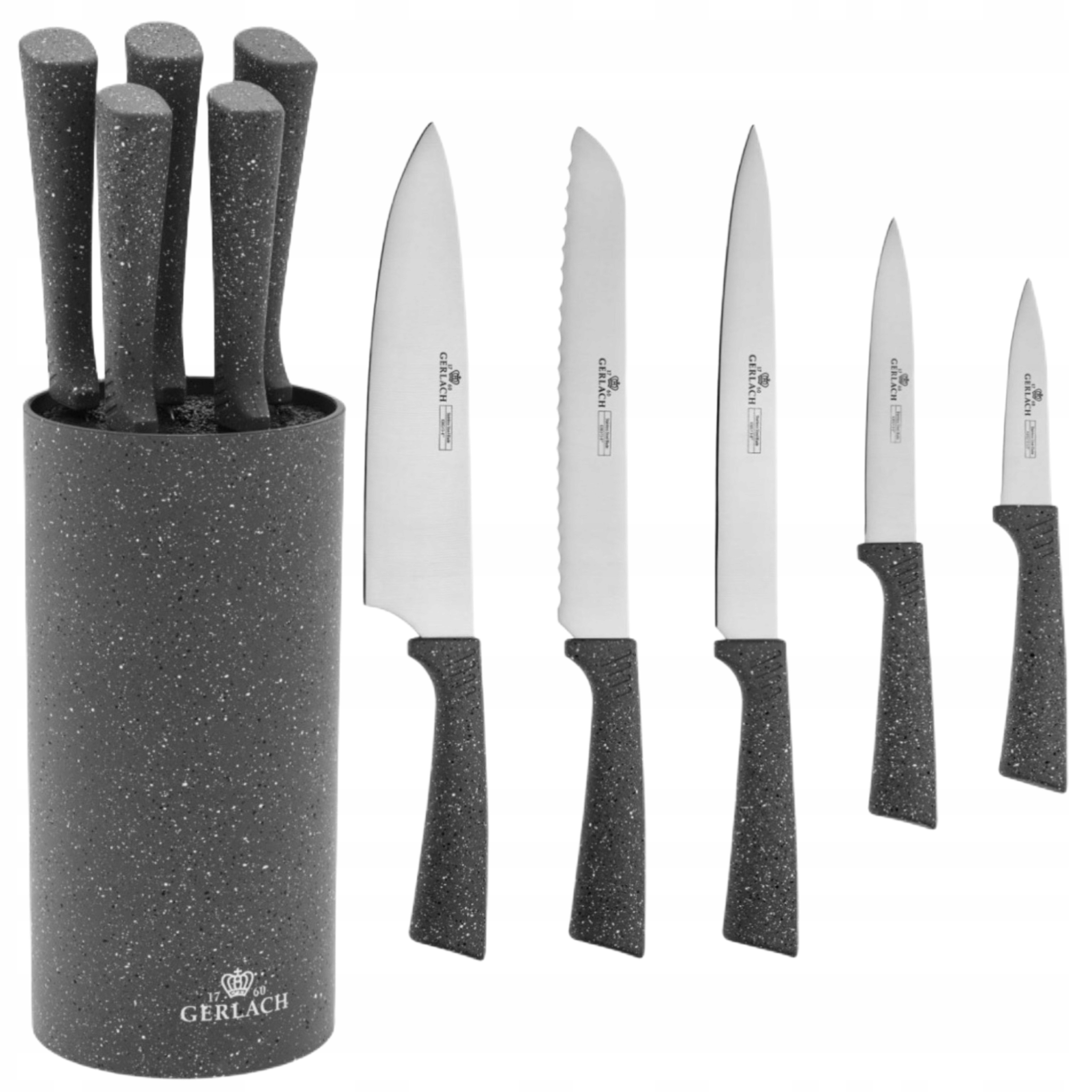 Gerlach Smart Sada 5 Nožů V Kulatém Bloku Nože Kuchyňské Nože Sada Ostré