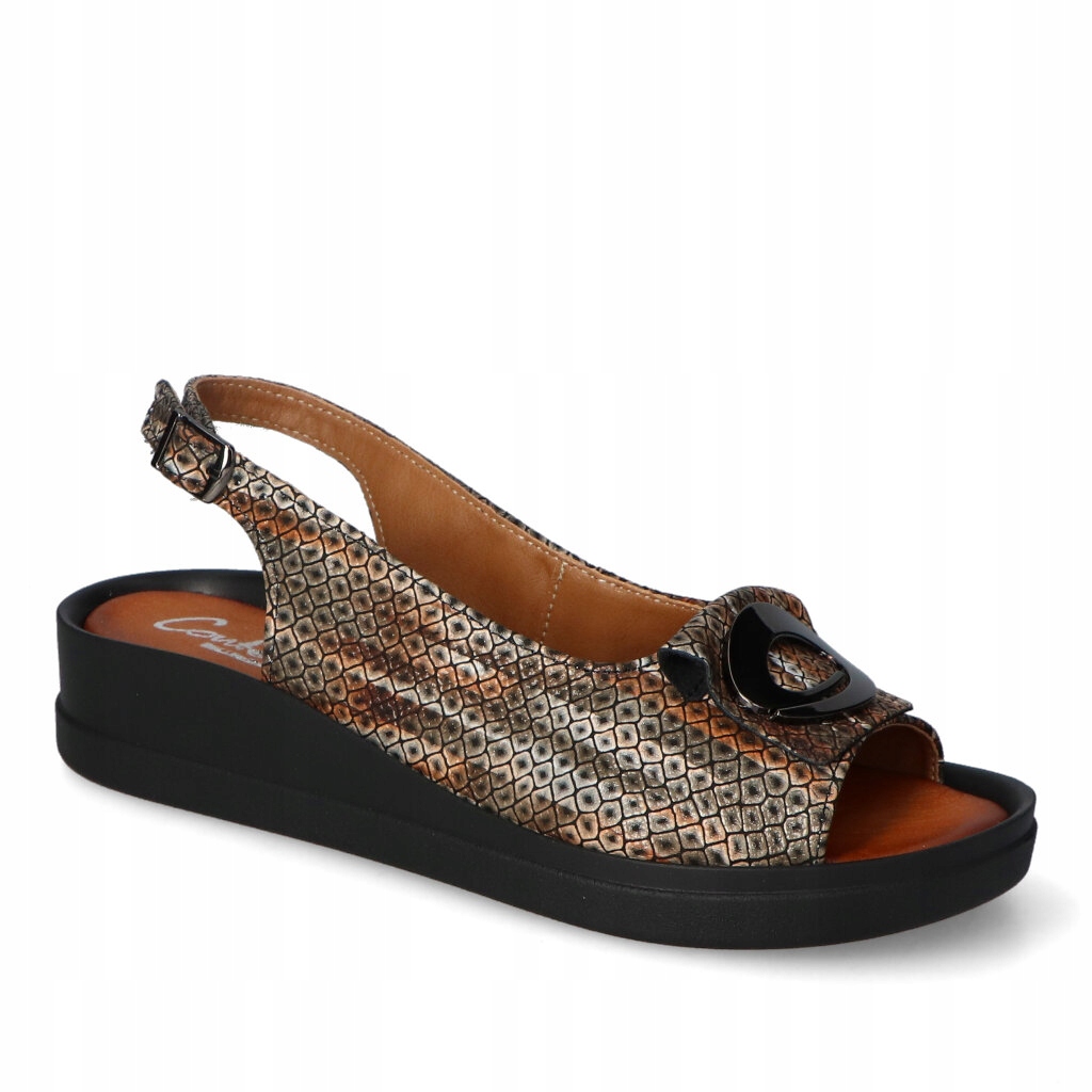 Sandály Contes 652 Cz/br zmijka Černá/Hnědá 37