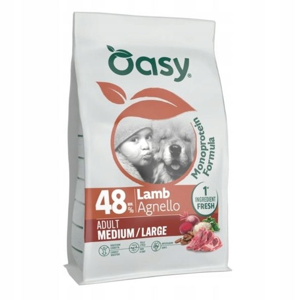 Oasy Monoprotein Adult M/L Jagnięcina 10kg