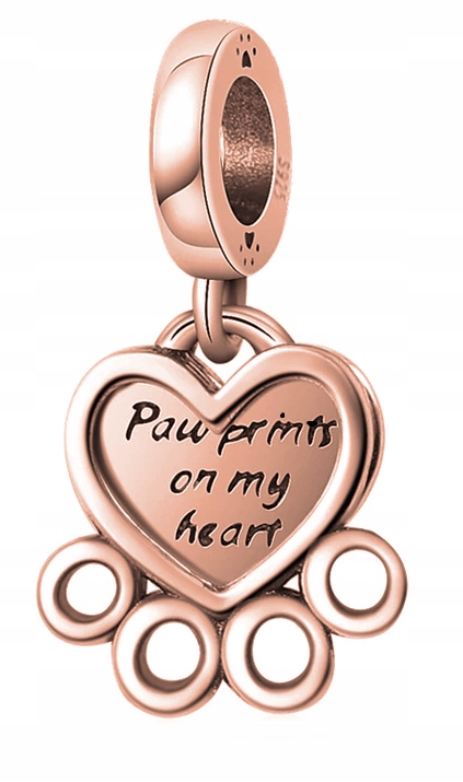 Přívěsek Tlapka Psa Srdce růžové zlato stříbro 925