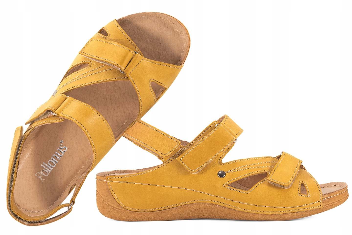Pollonus 0773 Dámské Sandály Komfort Kožené Koturn Pu žluté 39 Žlutá