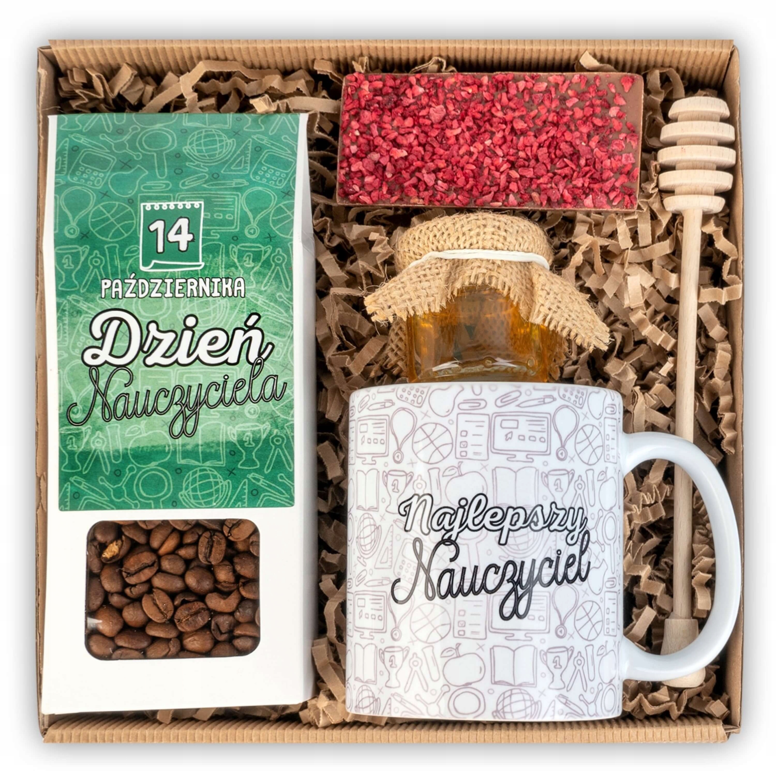 Levně Dárek ke Dni učitelů, sada káva, hrnek v krabičce s medem, čokoláda