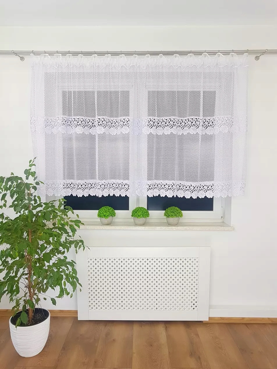 Krótka Firana Z Siateczki Bez Prasowania Gipiura Do Kuchni Jadalni Salonu