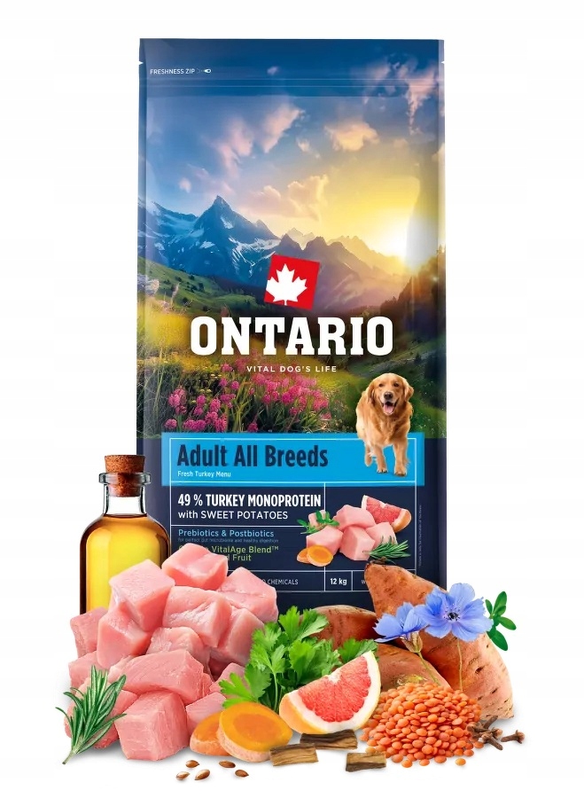 Levně Ontario 12kg Adult Monoprotein Krůta A Batáty