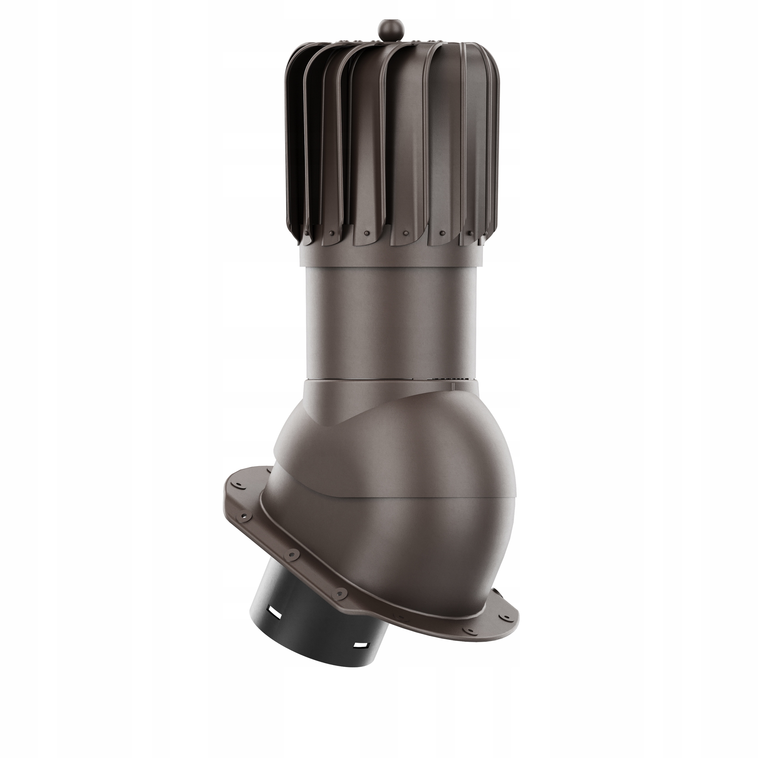 Rotačný krb Rotoline pre plechovú krytinu E fi 150 mm, podlhovastý, tmavo hnedý