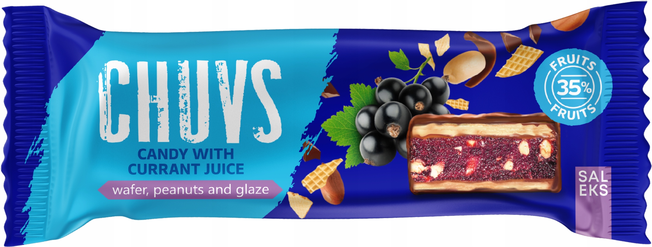 Levně Chuys Oplatky zalité kakaovou polevou Jablko Rybíz Ořechy 30g 36 Ks