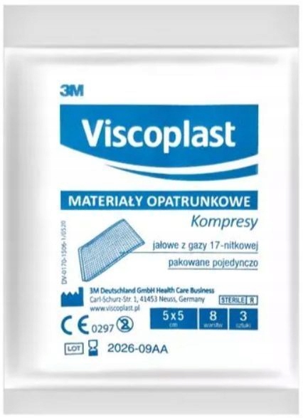

Viscoplast Kompresy gazowe jałowe 5 x 5 cm, 3 szt.