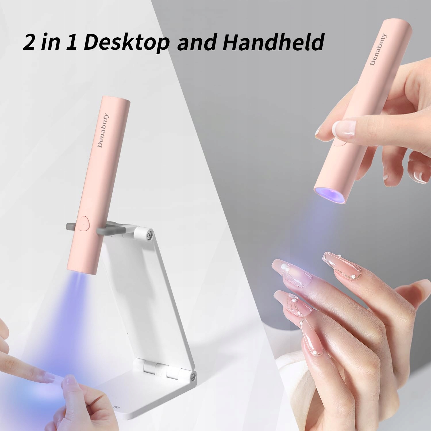 DENABUTY Mini LED UV Lampa Różowa Do Paznokci Na Żel Lakier — miniatura 3
