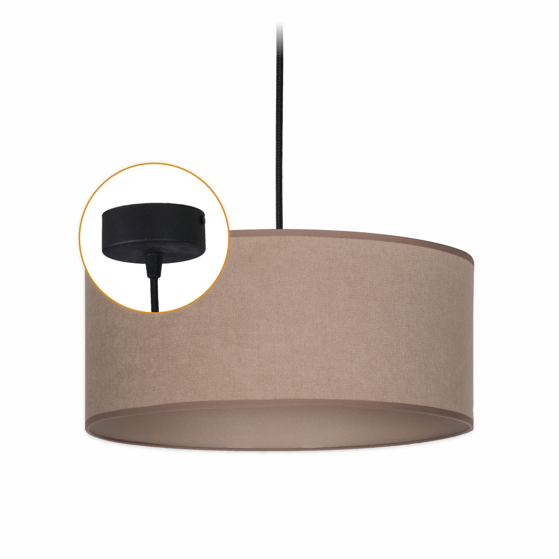 Stropní svítidlo s krytem Lustr Závěsná lampa 1 x E27 Béžové stínidlo 35 cm