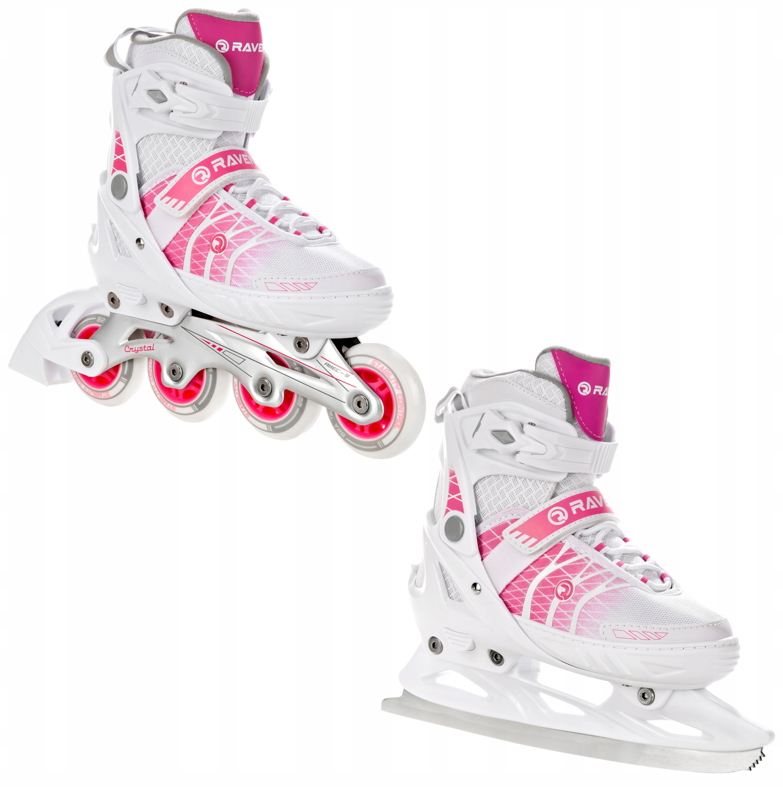 

Rolki Łyżwy 2w1 Raven Crystal White/Pink 38-42