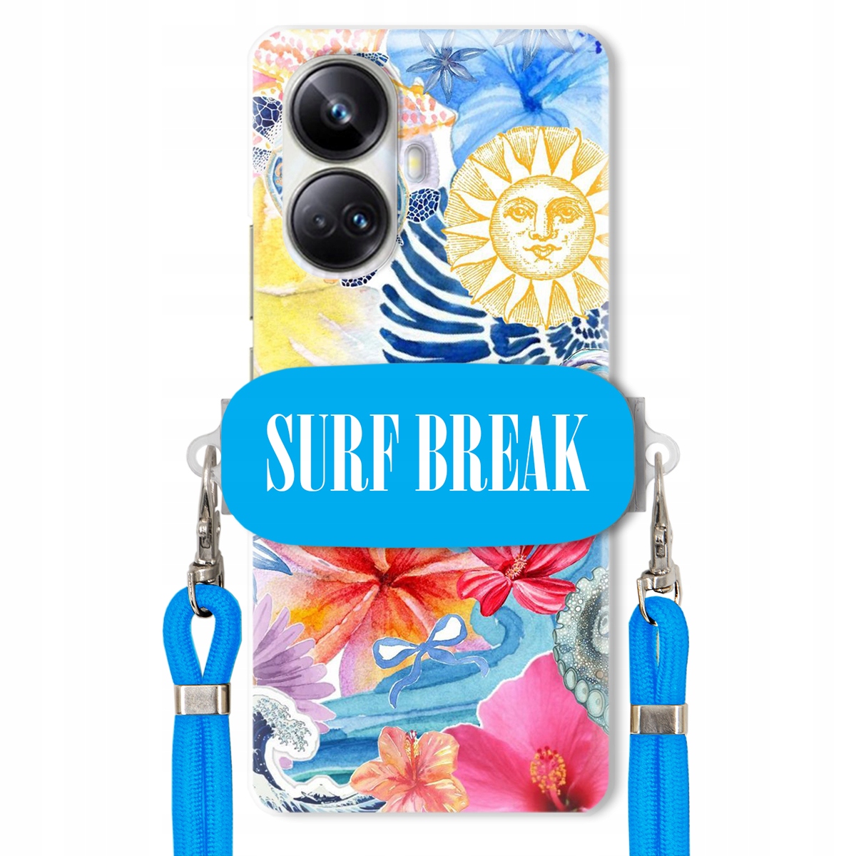 Pouzdro pro Realme 10 Pro Plus 5G Modré vodítko držák Surf Break Léta