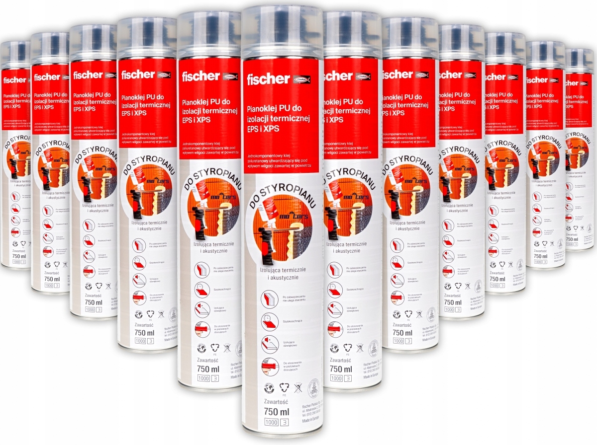 Fischer Pena, Lepidlo Na Lepenie Polystyrénových Dosiek, Lepiaca Pena 750 ml 12ks