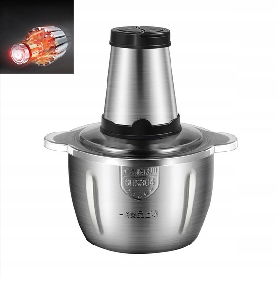 Stroj Na Mletí Masa A ZELENINY2 L Nerezová Ocel Motor 250 W 2 Rychlosti