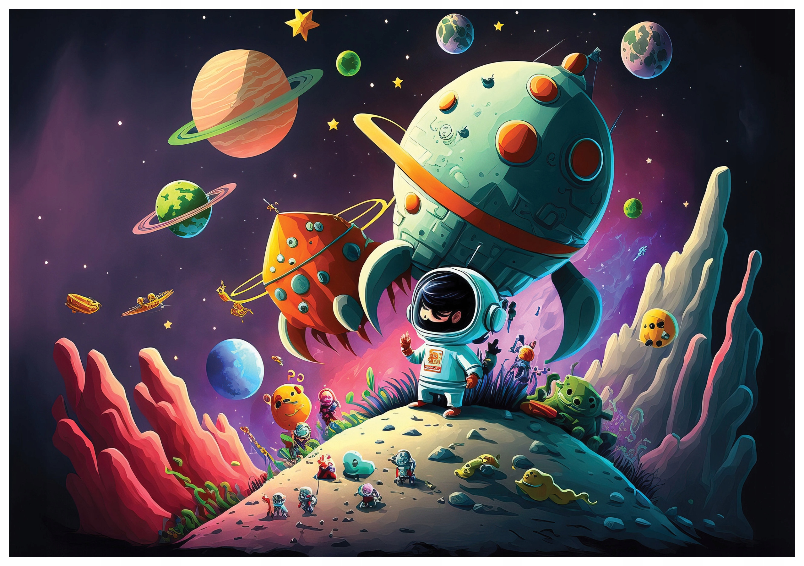 Vliesová fototapeta Vesmírné dobrodružství Planety a rakety 312x219 lepidlo