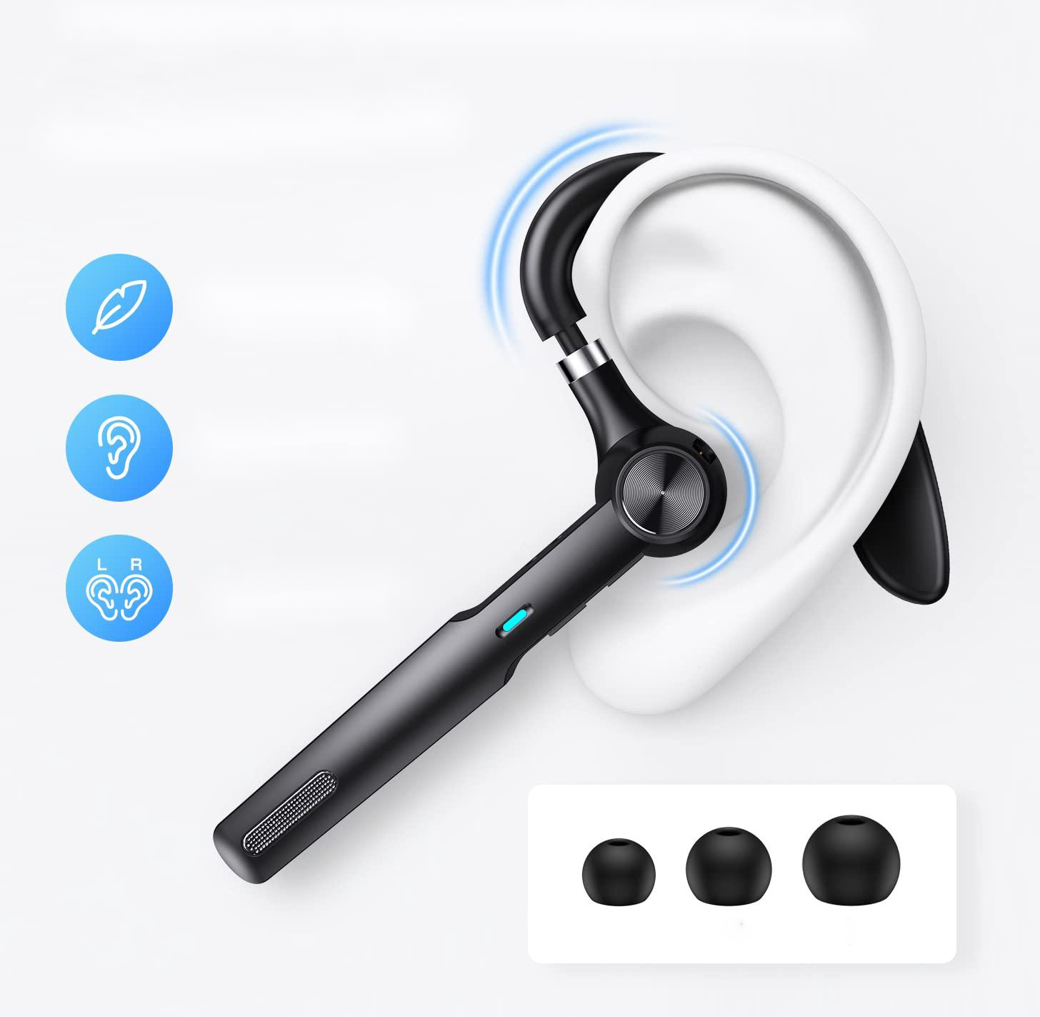 SŁUCHAWKA BLUETOOTH 5.1 DO UCHA ZESTAW SŁUCHAWKOWY POWERBANK DWA TELEFONY Impedancja 13 Ω