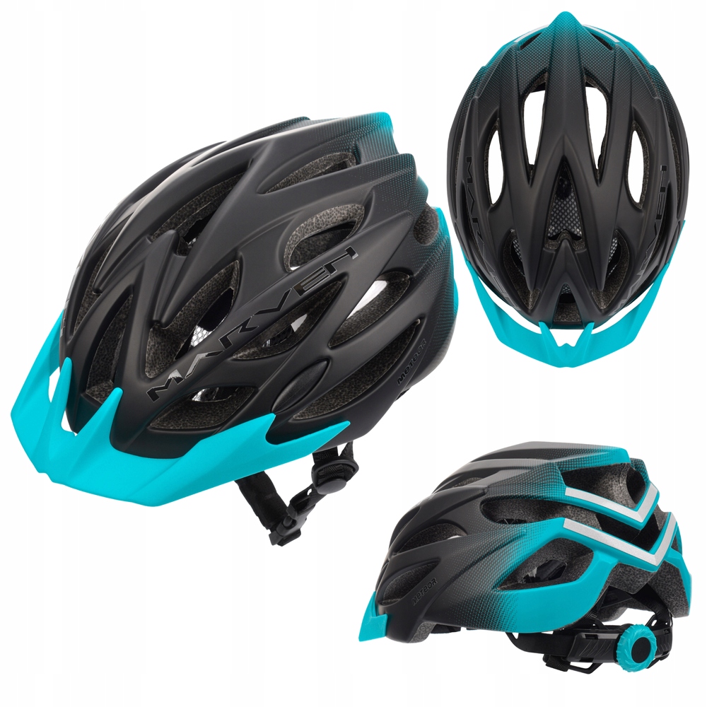 Kask Rowerowy Regulowany Z Daszkiem Ochronny Odblaskowe Elementy 55-58 cm