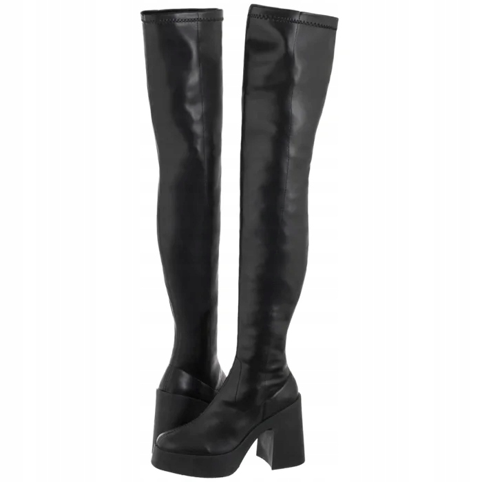 Vysoké dámské kozačky na podpatku Altercore Bianca Black černé