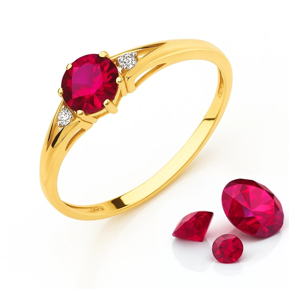 Zlatý Prstýnek 585 S Rubínovým Zirkonem Jako Dárek