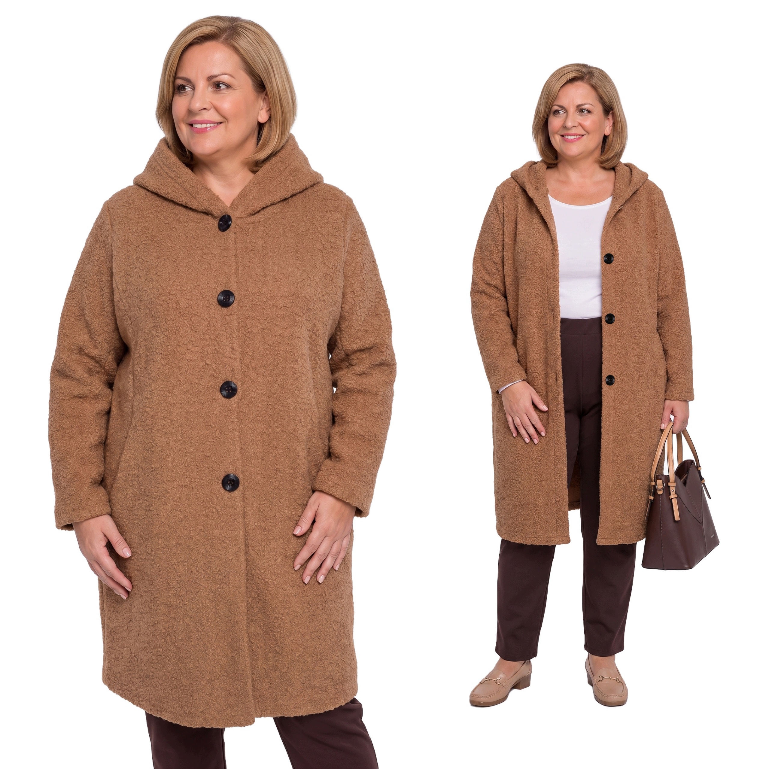 Kamelový kabátek plus size velikost 56/58/60