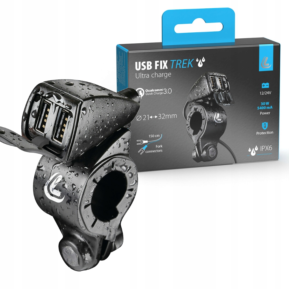 Wodoodporna podwójna ładowarka USB Lampa USB-Fix Trek 38828