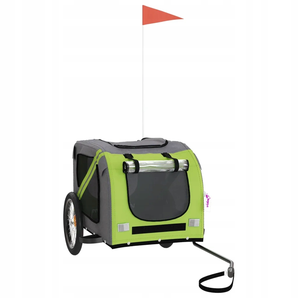 Levně Přívěs na kolo pro zvířata z tkaniny Oxford a železa, zeleno-šedý